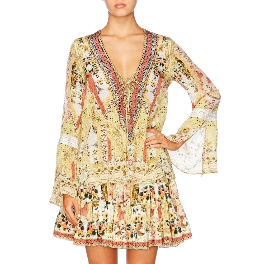 Camilla My Summer Love Tie Front Blouse Size Small